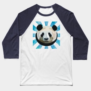 Striking Panda bear on Blue Bubble patterned rays Baseball T-Shirt